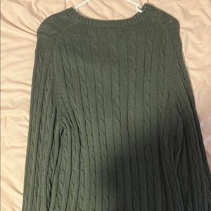 Forest Green Cable Knit Crew Neck Sweater